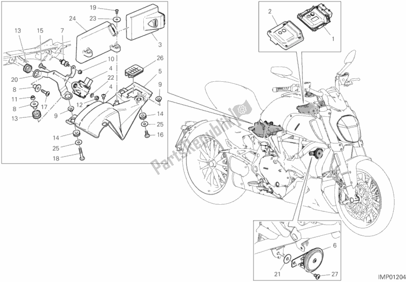 Todas as partes de 12c - Dispositivos Elétricos do Ducati Diavel 1260 S USA 2020